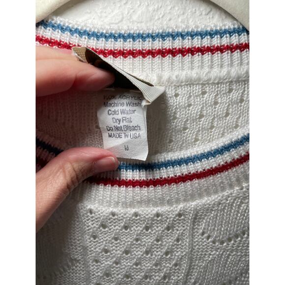Vintage Picket and Post White Short Sleeve Preppy Sweater size Medium - Picture 4 of 5